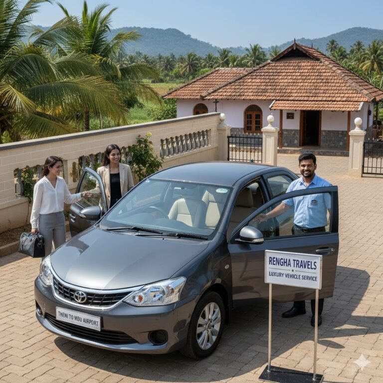 Theni to Madurai Airport (MDU) –  Service with  Rengha Travels Luxury 7+1 Innova Crista Service